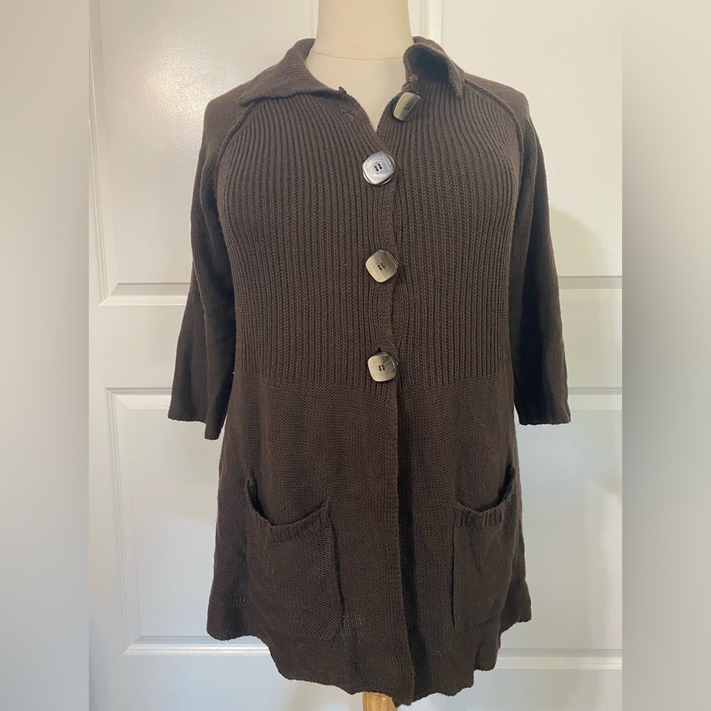 Cozy 18/20 Brown Button-Up Sweater